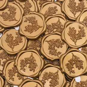 60pcs Eucalyptus Wax Seal Stickers, Andotopee Botanical Envelope Seal Stickers, Self-Adhesive Pearl White Wedding Invitation Stickers, Real Sealing Wax Pre-Made, Great for Letter Seal, Gift Wrapping