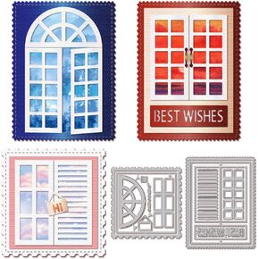 GLOBLELAND Window Frame Background Cutting Dies Skylight Die Cuts Plaque Cutting Die Best Wishes Cutting Dies for DIY Scrapbooking Card Making Journal Embossing Paper Craft Decor