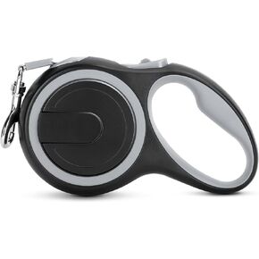 UrbanX Retractable Dog Leash for Medium and Large Working and Companion Dogs with Anti-Slip Handle. 15ft Strong Nylon Tape; One-Handed Brake, Pause, Lock - Gray in Kuwait