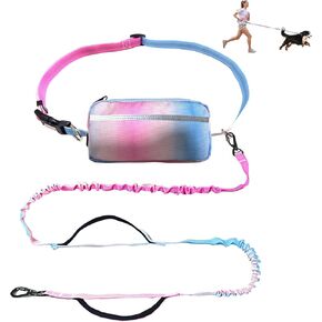 اليدين الحرة مقود الكلب مع حقيبة سحاب ، مقابض مبطنة مزدوجة-قابلة للتعديل حزام بونجي بيرجي الخصر للخدمة المتوسطة للكلاب الكبيرة المتوسطة مقابل المشي المشي لمسافات طويلة (25-120 رطلا ، وردي أخضر) in Kuwait