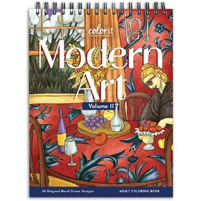 ColorIt Modern Art, Volume II Spiral Bound Adult Coloring Book for Stress Relief, 50 Drawings Inspired by Famous Paintings, Thick Paper, Perforated Pages, Lay Flat Hardback Book Covers, Ink Blotter