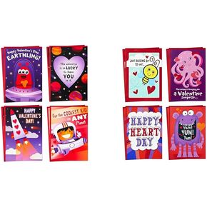 Hallmark Valentines Day Cards for Kids School, Llama, Bear, Hearts (8 Classroom Valentines with Envelopes)