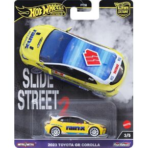 Hot Wheels Premium Car Culture Collectible Toy Car, 1:64 Scale Die-Cast Toyota Corolla GR, Slide Street Vehicle with Real Riders Tires
