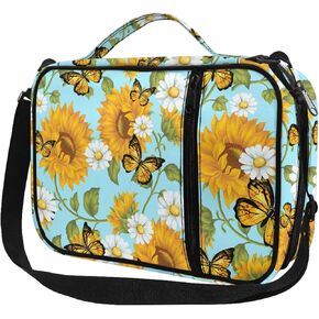 Yzaoxia Leopard Sunflower Bible Covers Case for Women Polyester Bible Carrying Cases Holder with Zipper Pen Slot Bookmark Bible Carrier Tote Bags Christian Study Church Bag Book Bible Covers, Brown