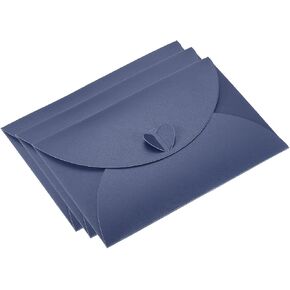 PATIKIL Gift Card Envelopes, 50 Pack Heart Shaped Clasp Photo Gift Card Holders Mini Envelope for Birthdays Weddings, Dark Blue