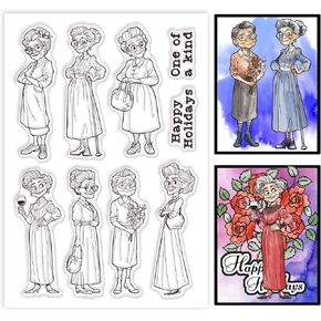 GLOBLELAND Granny Clear Stamps Old Lady Silicone Clear Stamp Seals Character Transparent Stamps for DIY Scrapbooking Cards Making Photo Album Journal
