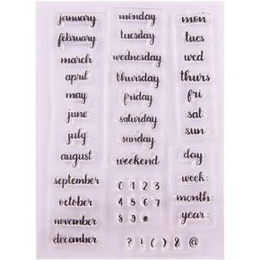 Date Week Month Clear Stamps for Holiday Card Making DIY Scrap-Booking Album Decoration