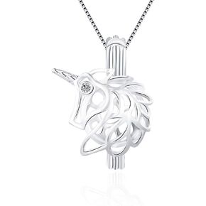 Unicorn Cage Pendants for Pearl Jewelry Making Sterling Silver, Design Pearl Cage Pendants for Women