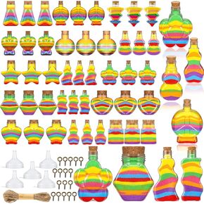 Hoemwarm 45 Pcs Sand Art Plastic Bottles with Corks Lids, Halloween Potion Bottles Sand Art Kits for Kids DIY Wedding Birthday Party Gift Crafts Decoration(Only Bottle,Sand Not Included)