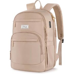 ETRONIK Travel Backpack for Women, 17.3 Inch Anti Theft Laptop Backpack with USB A & C Charging Port, Water Resistant Work Backpack, Computer Backpacks for Nurse, Teacher, College, School, Khaki