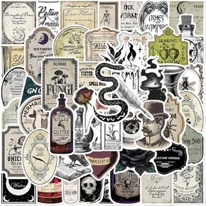 100 Pcs Junk Journal Supplies Dark Academia Stickers, Antiquarian Sticker Book Scrapbook Stickers, Goth Stickers for Dark Academia Journaling, Vintage Stickers for DIY Crafts