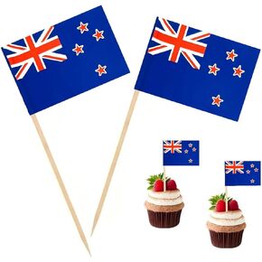 100 PCS New Zealand Flag New Zealander Toinpick Flags ، Cocktail Picks Mini Stick Cupcake Topcake Country Picks Party Decoration Cocktail Bar Bar Flags