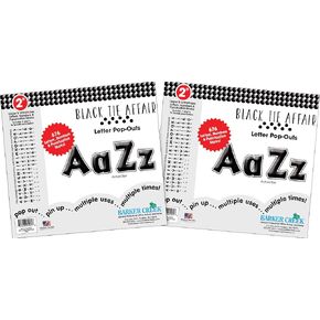 Barker Creek 2 "Pop-Outs 2-pack ، Affair Black Tie Affair ، jazz up up bulletin bulkes مع هذه الحروف الملونة ، و 1352 أحرفًا علوية وصغيرة ، وأرقام وعلامات علامات الترقيم ، 2" (3654)