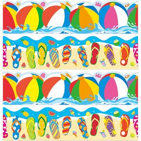 72 Feet Summer Beach Bulletin Board Borders Trim for Summer Classroom Pool Birthday Party Decoration