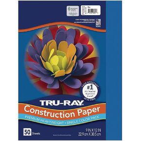 Pacon 103022 Tru-Ray Construction Paper, 76 lbs., 9 x 12, Blue, 50 Sheets/Pack