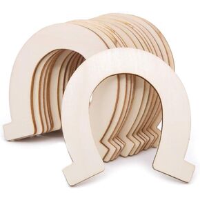 48 PCS Horseshoe غير المكتمل قطع الخشب الخشبية الخشبية لحرف DIY والحفلات وحفل الزفاف وعيد الميلاد