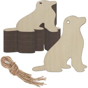 20pcs Wood Dog Cutouts DIY Craft Embellishments Little Puppy Unfinished Wood Tags Ornaments for Wedding Dog Pet Party Christmas Decoration