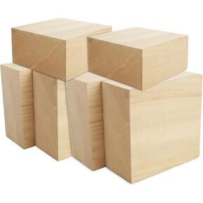 SHUESS 6 PCS Basswood Carving Blocks 4 X 4 X 2 inch Bass Wood for Wood Carving Whittling Wood Carving Blocks Wood Blocks for Carving Unfinished Wood Blocks for Adults Beginners or Expert
