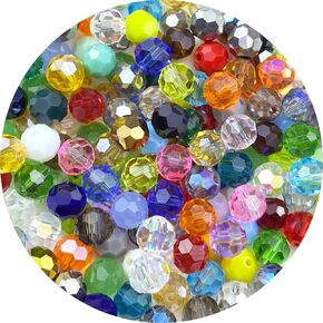 Jmassyang 50 Pieces 10mm Round Faceted Crystal Glass Beads Loose Spacer Beads for DIY Jewelry Making Bracelets Necklaces Earrings Wind Chimes Suncatchers(White Mixed)