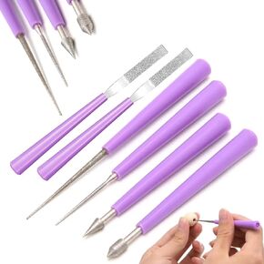 10Pcs Diamond Tipped Bead Reamer for Jewelry Making,Beading Tools,Bead Reamer,Jewelry Drill,for Glass Plastic Metal Wood Beads,Beading Hole Enlarger Tool with Plastic Handle for DIY Jewelry Making.