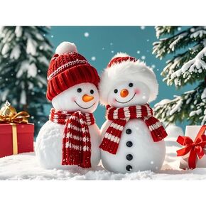 Upins Snowman Diamond Art Painting ، 12x16 inches Christmas Diamond Art Painting Christmas Christmas Painting kits for Gift Home Wall Decor Snowman Diamond Art Kits for البالغين الماس الفنون والحرف اليدوية