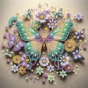 WSLWXSHM 5D Special Shape Diamond Art Kits for Beginners, Diamond Painting Kits for Adults, Crystal Rhinestones Diamond Painting for Home Wall Decoration Gift 12×12inch/30×30cm, Butterfly