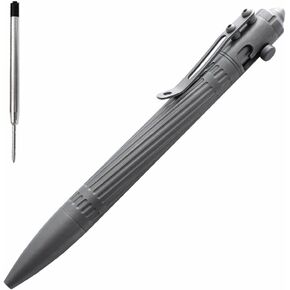Cool Hand 5.35'' Titanium Alloy Bolt Action Pens, Ballpoint Ink Refillable, Office Business Writing Pens, Deep Pocket Clip,with a Refill, Blue