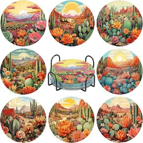 8 Pcs Diamond Art Coasters with Holder Cactus Diamond Painting Coasters Kit for Adults Beginners DIY Diamond Art Dot Coasters Diamond Art Painting Kits. 4 x 4 inch