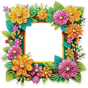 MXJSUA Flower Diamond Painting Picture Frame Kits, Special Shape Diamond Art Painting Photo Frame for Table Home Decor, Acrylic Tabletop Display Photo Frame Suitable for Photos within 7 Inches