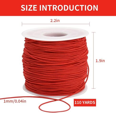 TONIFUL 1mm x 110 Yards White Elastic String for Bracelet Jewelry Making, Stretchy Cord for Bracelets, Rattail Macrame Necklaces Bulk Beading Thread Kumihimo in Kuwait
