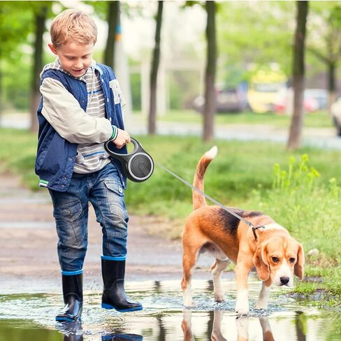 UrbanX Retractable Dog Leash for Medium and Large Working and Companion Dogs with Anti-Slip Handle. 15ft Strong Nylon Tape; One-Handed Brake, Pause, Lock - Gray in Kuwait