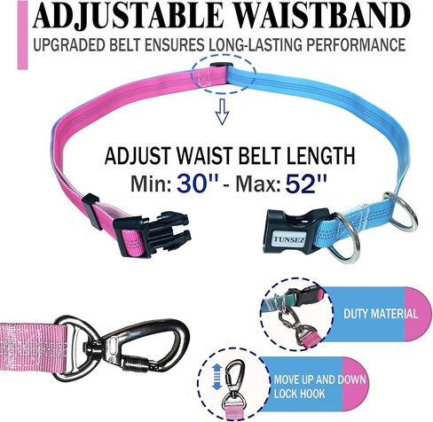 اليدين الحرة مقود الكلب مع حقيبة سحاب ، مقابض مبطنة مزدوجة-قابلة للتعديل حزام بونجي بيرجي الخصر للخدمة المتوسطة للكلاب الكبيرة المتوسطة مقابل المشي المشي لمسافات طويلة (25-120 رطلا ، وردي أخضر) in Kuwait