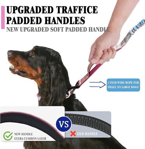 اليدين الحرة مقود الكلب مع حقيبة سحاب ، مقابض مبطنة مزدوجة-قابلة للتعديل حزام بونجي بيرجي الخصر للخدمة المتوسطة للكلاب الكبيرة المتوسطة مقابل المشي المشي لمسافات طويلة (25-120 رطلا ، وردي أخضر) in Kuwait