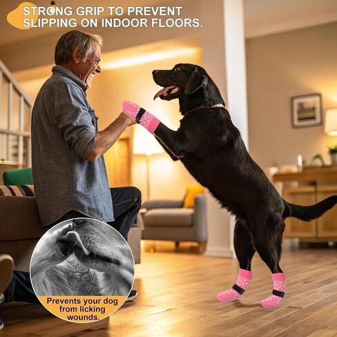 Anti Slip Dog Socks with Four Sides Grips for Hardwood Floors, Extra Traction Control No Twist - Dog Shoes Paw Protector for Hot Pavement to Prevent Licking Paws for Small Medium Large Dogs, S in Kuwait