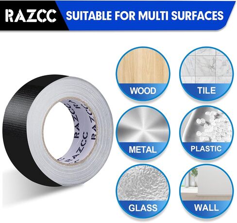 Duct Tape, 6 Rolls Black Duct Tape,Heavy Duty, Flexible, No Residue, All-Weather and Tear by Hand, 30 Yard x 2 Inch Per Roll - Bulk Value for Indoor & Outdoor Repairs, Industrial Use in Saudi Arabia