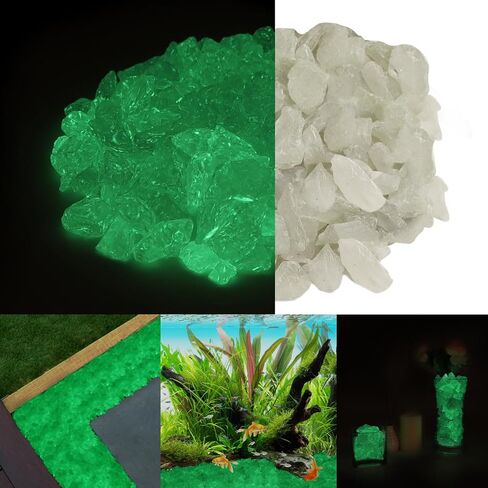 10LB Glow in The Dark Glass - 0.7-1.1" Natural Glow Glass Pebbles for Outdoor Garden Landscaping Walkway & Indoor Decorative Glowing Glass for Aquarium Fish Tank Halloween Decor DIY Green in Saudi Arabia