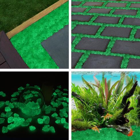 10LB Glow in The Dark Glass - 0.7-1.1" Natural Glow Glass Pebbles for Outdoor Garden Landscaping Walkway & Indoor Decorative Glowing Glass for Aquarium Fish Tank Halloween Decor DIY Green in Saudi Arabia