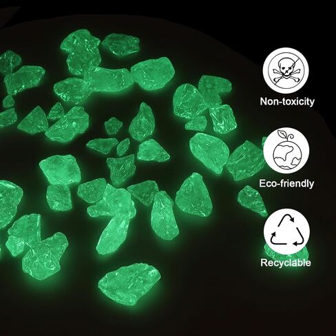 10LB Glow in The Dark Glass - 0.7-1.1" Natural Glow Glass Pebbles for Outdoor Garden Landscaping Walkway & Indoor Decorative Glowing Glass for Aquarium Fish Tank Halloween Decor DIY Green in Saudi Arabia