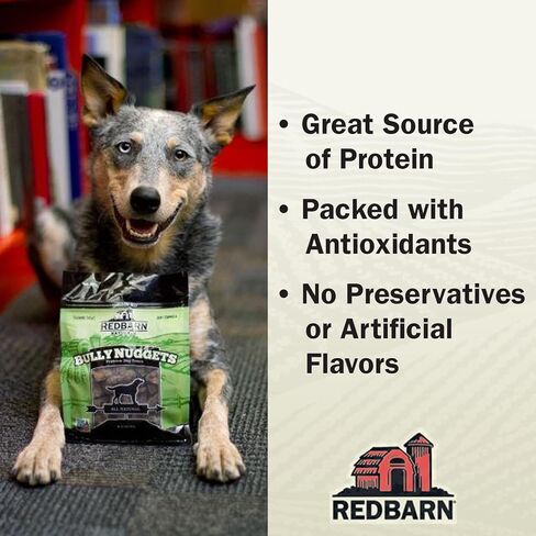 Redbarn All-Natural Bully Nuggets Healthy Dog Training Treat Bites - Grain-Free Beef Lung Made in USA for Small Medium Large Breeds - Nutritious Soft Real Meat Chew Snacks - 3.9 oz Bag in Saudi Arabia