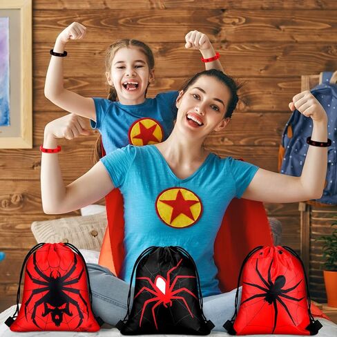 Lothee 32 Pieces Spider Web Birthday Party Decoration Set Spider Web Drawstring Bags Funny Travel Sack Backpack Rubber Bracelets Wristlet Keychain for Birthday Party Supplies Favors (Fresh Style) in Saudi Arabia