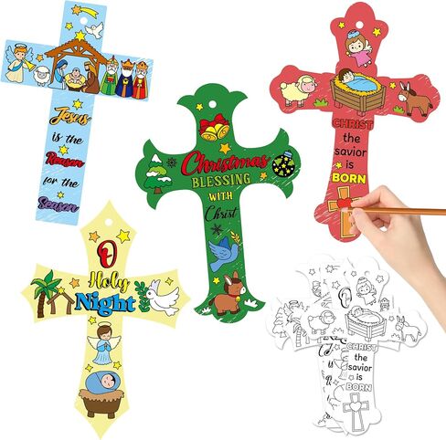 CY2SIDE 80PCS Color Your Own Easter He is R Cross Make Your Own Resurrection of Jesus Cross Ornaments for Kids Magic Art Making Kit DIY Christian Religious Sunday School Crafts for Kid Home Activities in Saudi Arabia