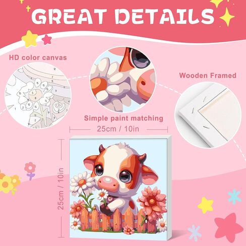 Framed 4 Pack Paint by Numbers Kit for Kids, Cartoon Paint by Number for Kids Ages 4-8 Easy Cute Animal Kids Paint by Number Kits Age 8-12, DIY Acrylic Oil Painting by Numbers for Kids 8x8 Inch in Kuwait