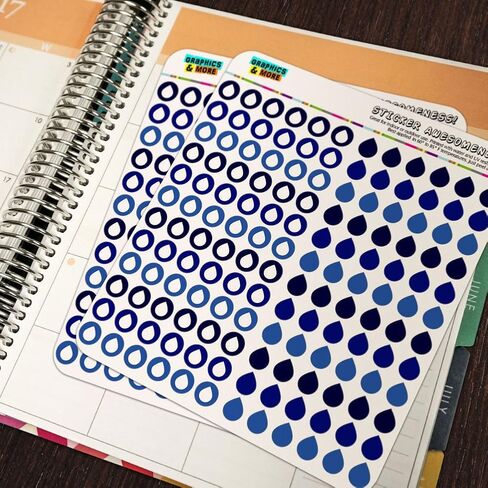 Water Droplet Dots Planner Calendar Scrapbooking Crafting Stickers - Blue - Opaque in Saudi Arabia