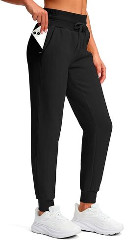 بنطلون رياضي نسائي من Viodia مبطن بالصوف للشتاء بخصر عالٍ من القطن الدافئ بنطال رياضي سميك مع جيوب in Kuwait