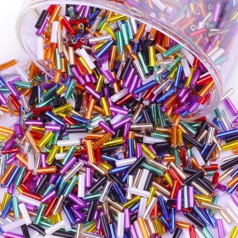 4000pcs Gold Bugle Beads, Tube Beads for Jewelry Making, Small Long Beads for Embroidery Craft DIY Bracelet Necklaces Supplies, 7x2mm in Saudi Arabia