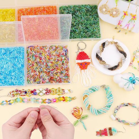 4000pcs Gold Bugle Beads, Tube Beads for Jewelry Making, Small Long Beads for Embroidery Craft DIY Bracelet Necklaces Supplies, 7x2mm in Saudi Arabia