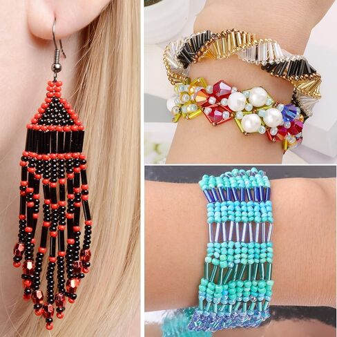 4000pcs Gold Bugle Beads, Tube Beads for Jewelry Making, Small Long Beads for Embroidery Craft DIY Bracelet Necklaces Supplies, 7x2mm in Saudi Arabia