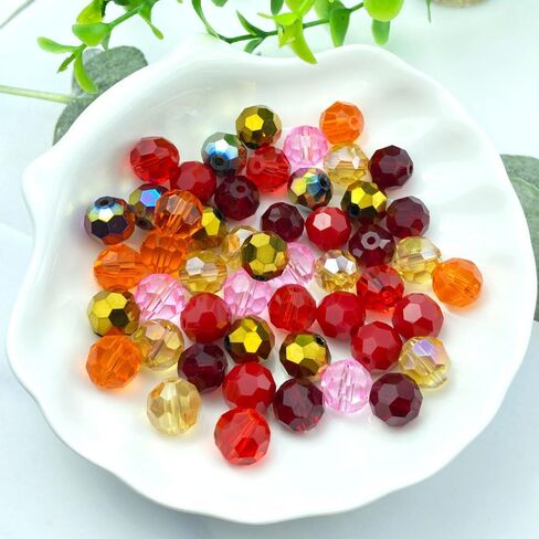 Jmassyang 50 Pieces 10mm Round Faceted Crystal Glass Beads Loose Spacer Beads for DIY Jewelry Making Bracelets Necklaces Earrings Wind Chimes Suncatchers(White Mixed) in Kuwait