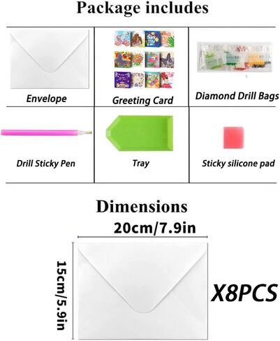 AIYUENCICI 8 Pack 5D DIY Special Shaped Diamond Painting Christmas Birthday Holiday Greeting Cards, Art Crafts kit Creative Gift with Envelopes(Flower&Bicycle) in Kuwait