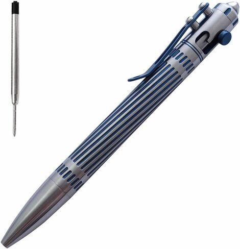 Cool Hand 5.35 '' Titanium Alloy Action Action Action ، Pallpoint Ink قابل لإعادة ملء ، أقلام كتابة الأعمال في المكاتب ، مقطع جيب عميق ، مع إعادة الملء ، الأزرق in Kuwait